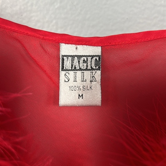 Vintage Magic Silk Slip Chemise size M see through with faux fur sexy sheer - Picture 8 of 15